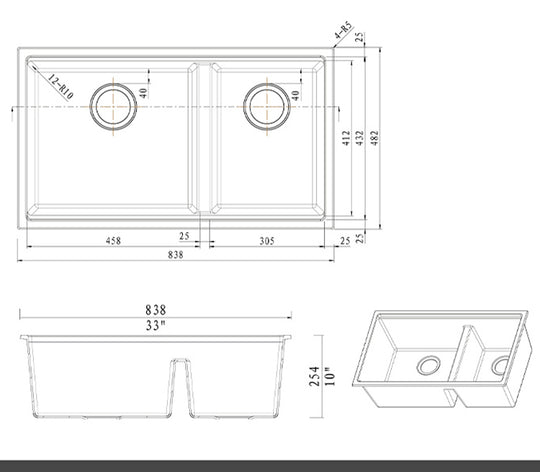 Quartz Farmhouse Sink with Apron Front – Double Bowl Kitchen Sink | Model SN8448D