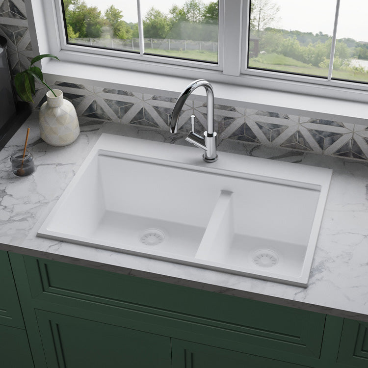 Black Quartz Sink – Double Bowl Quartz Kitchen Sink | SANIKB SN8456