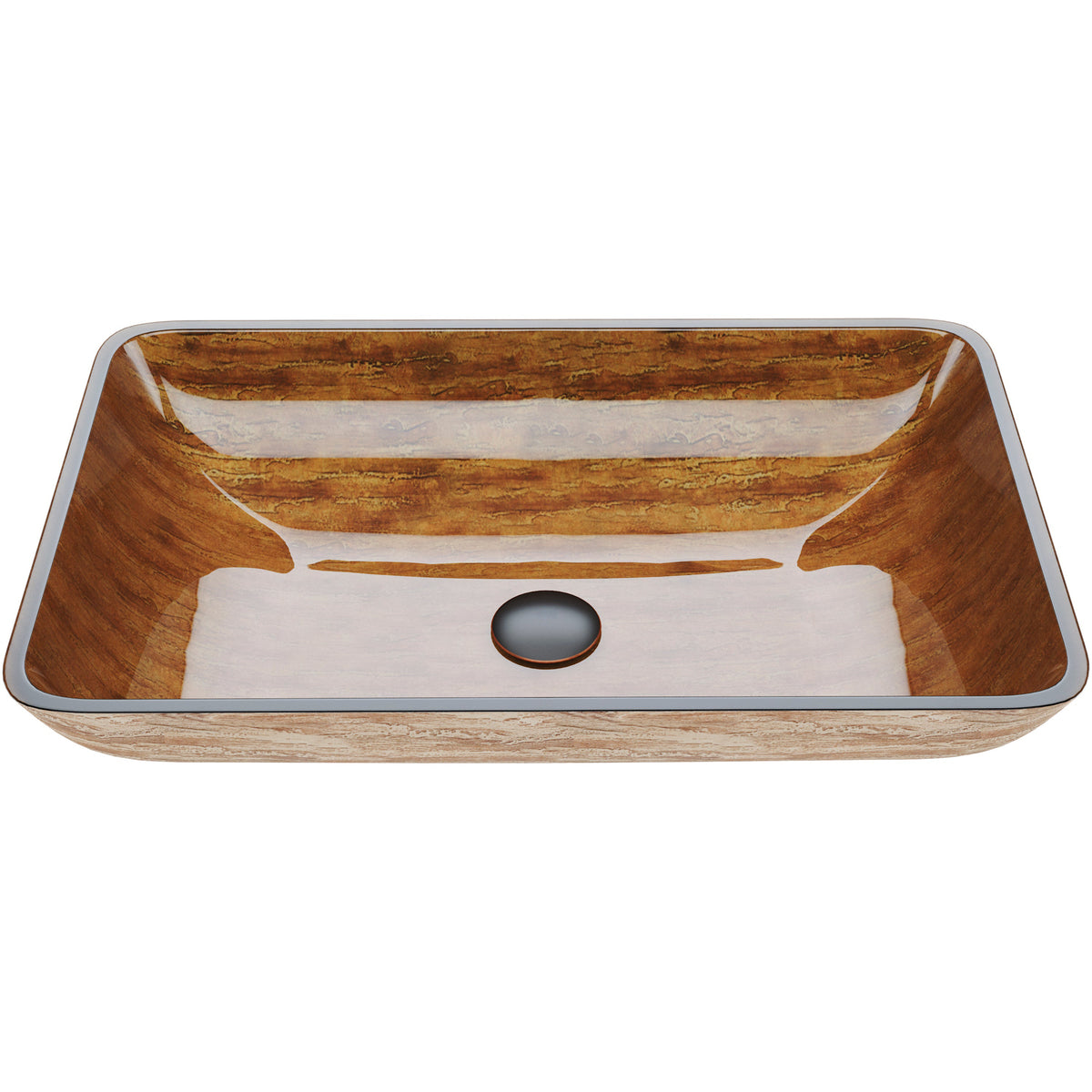 Amber Sunset Rectangular Glass Vessel Bathroom Sink GL013 — SANIKB