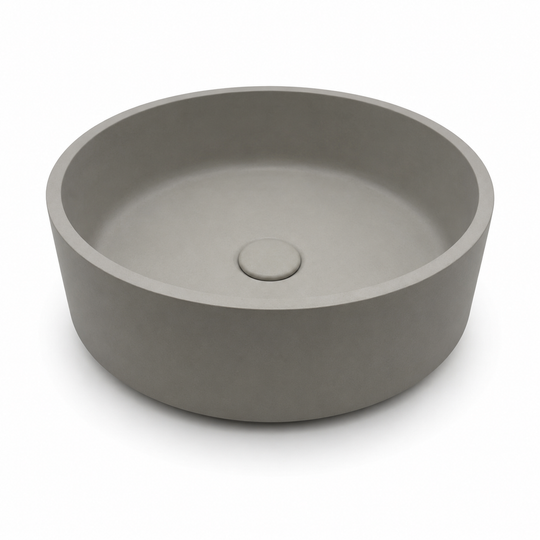 SANIKB C0008 round concrete vessel sink in SAG color for OEM bathroom vanity projects