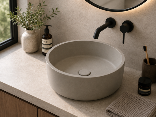 390mm Round Concrete Vessel Sink C0006