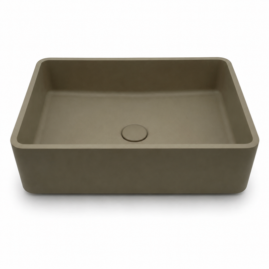 C0009 rectangular concrete laundry sink with TC finish and central drain for utility room projects
