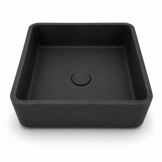 15.4 inch square concrete basin C0011 in dark BD finish for countertop bathroom vanity and B2B project supply