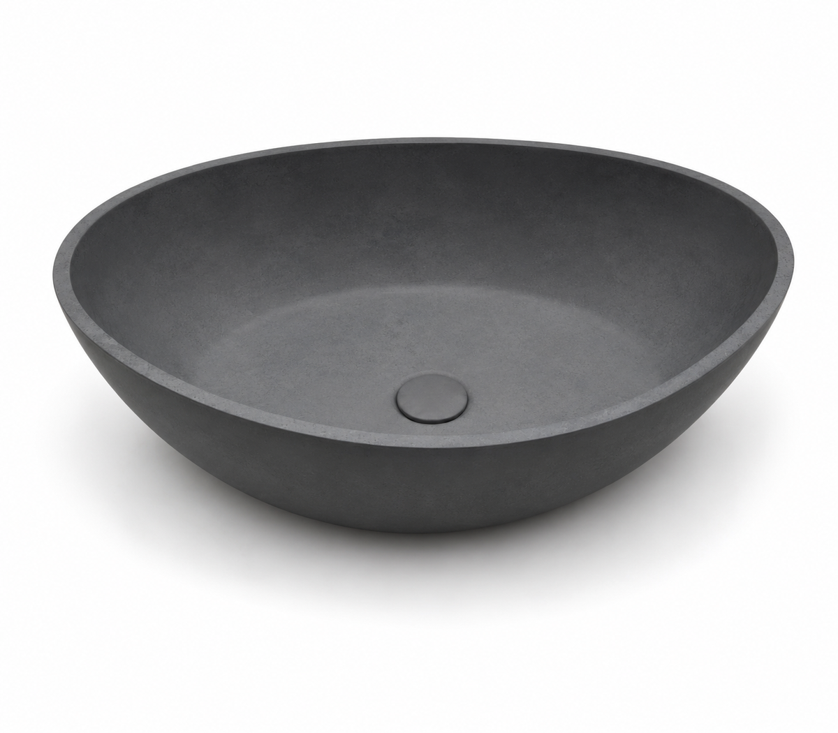 Charcoal oval concrete vessel sink C0014 with matte finish for OEM bathroom project supply