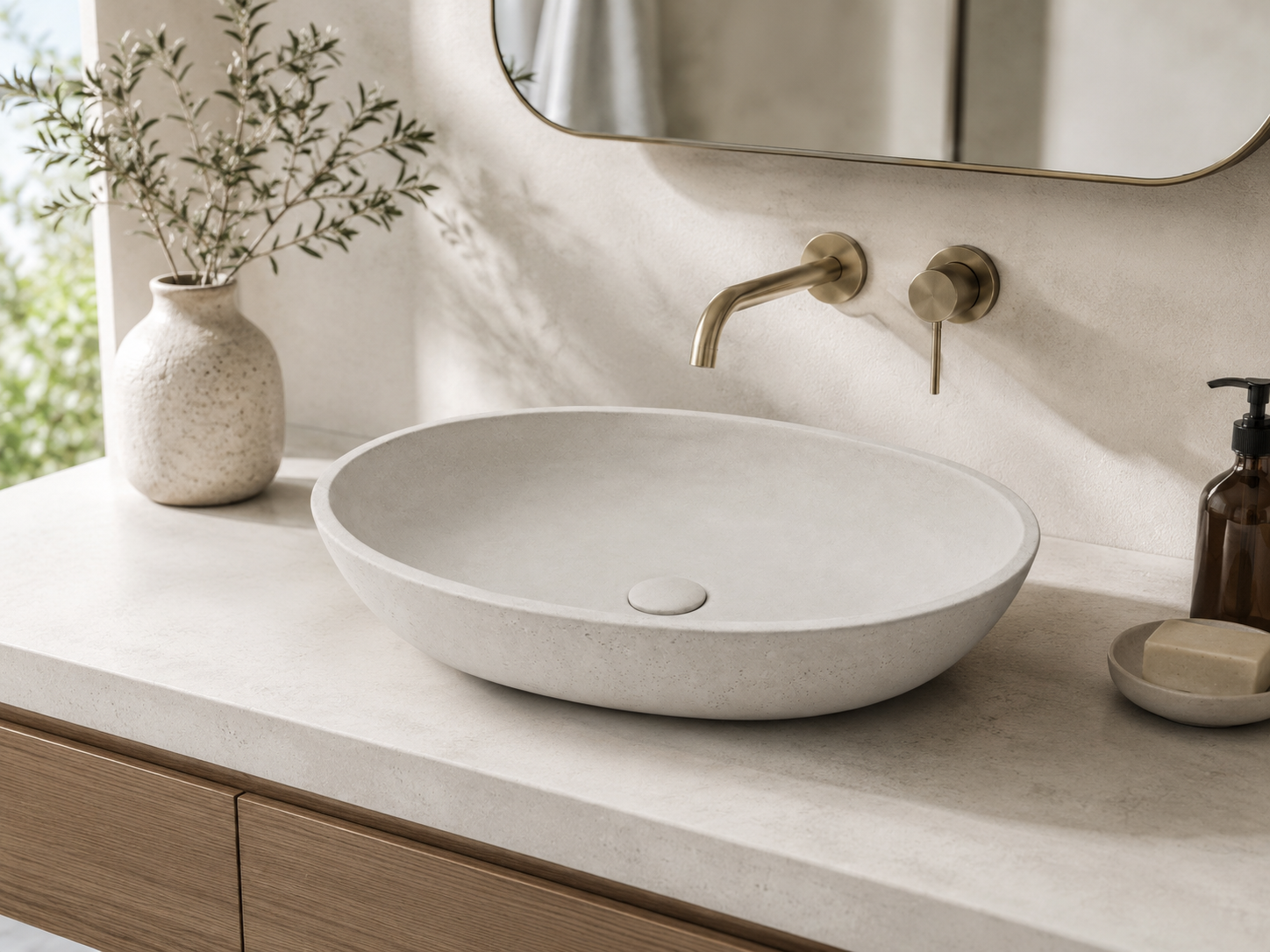 Custom Oval Concrete Bathroom Sink C0015 — SANIKB