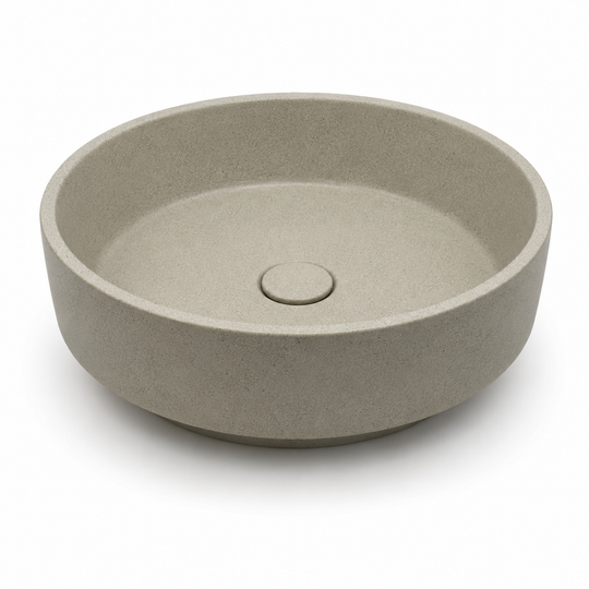 Round concrete countertop sink C0018 in YD finish for commercial bathroom vanity projects