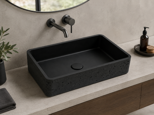 Black Rectangular Concrete Basin C0021