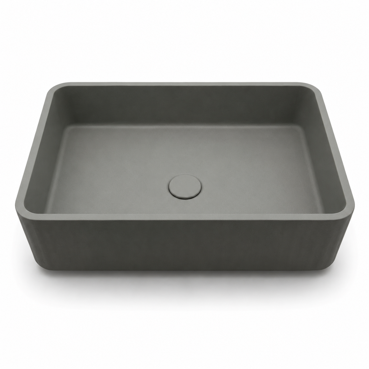 Rectangular concrete vanity basin C0025 in LC cement-look finish with rounded inner corners for countertop bathroom projects