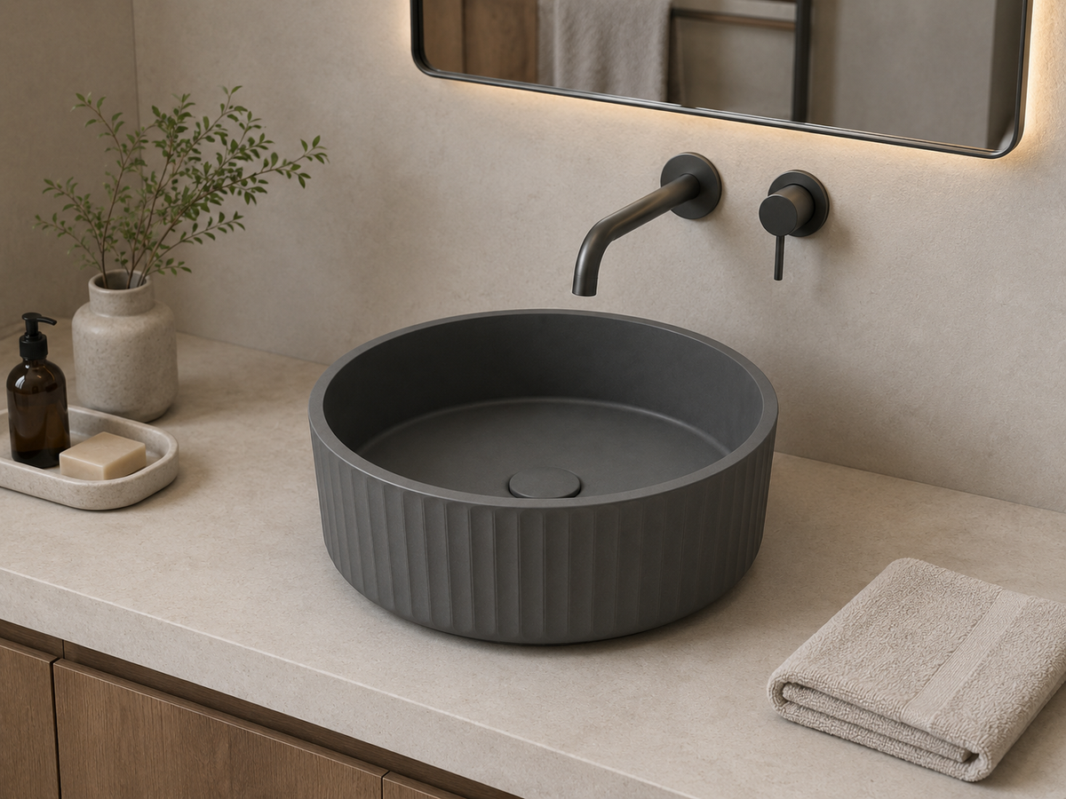 Ribbed Round Concrete Basin C0029