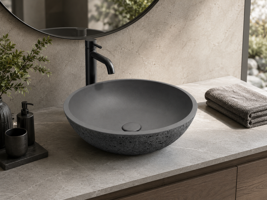 Charcoal Round Concrete Vessel Sink C0033