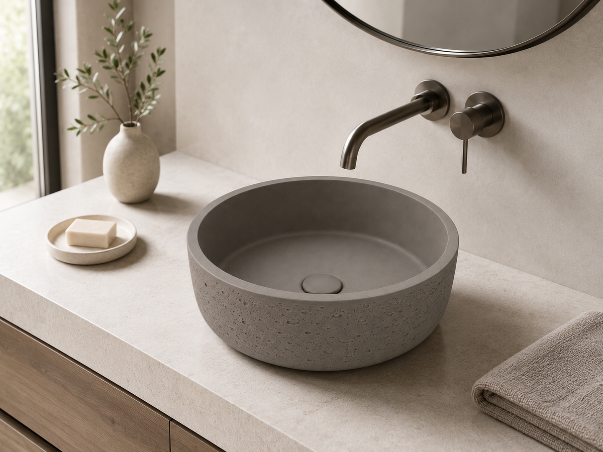 Textured Round Concrete Sink C0034