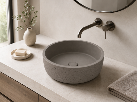 Textured Round Concrete Sink C0034
