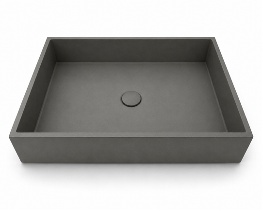 C0035 rectangular concrete countertop basin in KB color with wide vessel-style design for modern bathroom projects
