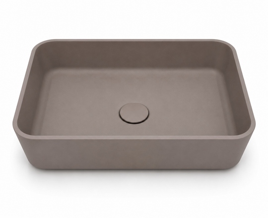 Rounded rectangular concrete basin C0036 in FR finish for countertop bathroom vanity projects