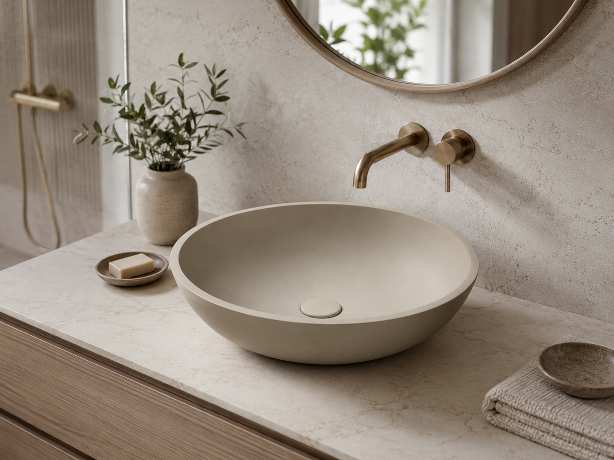 Shallow Round Concrete Basin C0039