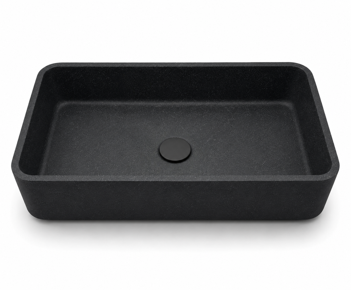 SANIKB C0040 rectangular concrete vessel sink in BD black finish for countertop bathroom projects