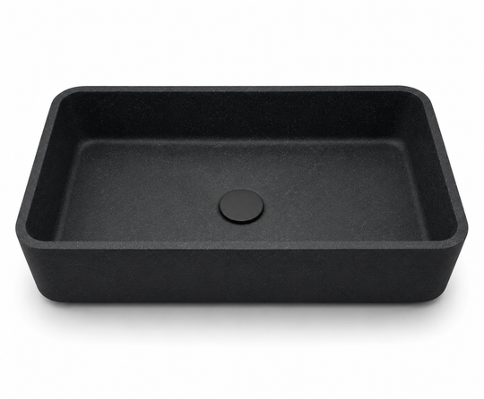 SANIKB C0040 rectangular concrete vessel sink in BD black finish for countertop bathroom projects