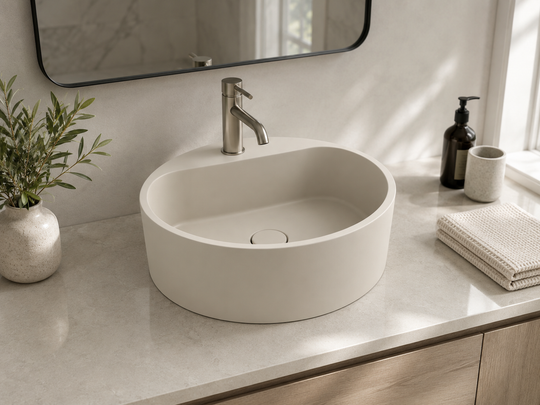 Round Concrete Basin with Faucet Hole C0042
