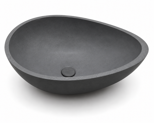 C0059 oval concrete vessel sink in MB finish with organic asymmetrical shape for countertop bathroom vanities