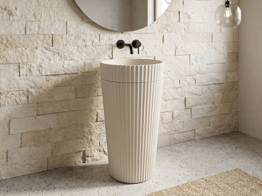 Fluted Outdoor Concrete Pedestal Sink C4005