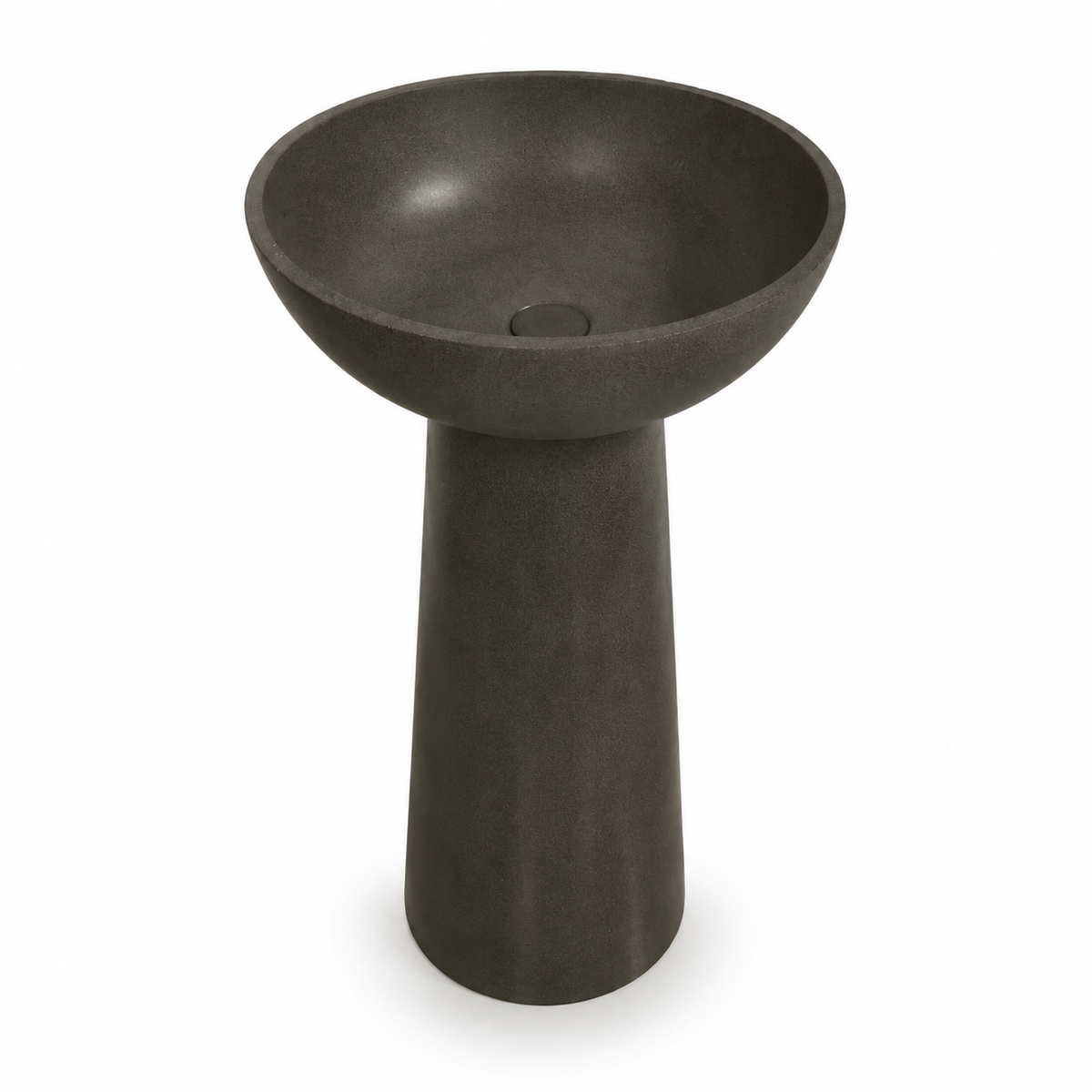 C4006 dark concrete pedestal sink with round basin and tall floor-mounted column base for commercial bathroom projects