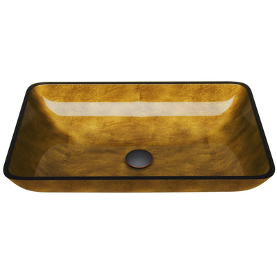Copper Rectangular Glass Vessel Bathroom Sink GL011 — SANIKB