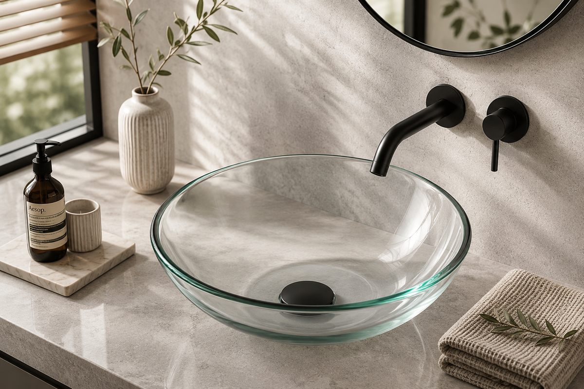 Crystalline Glass Vessel Bathroom Sink GL010 — SANIKB