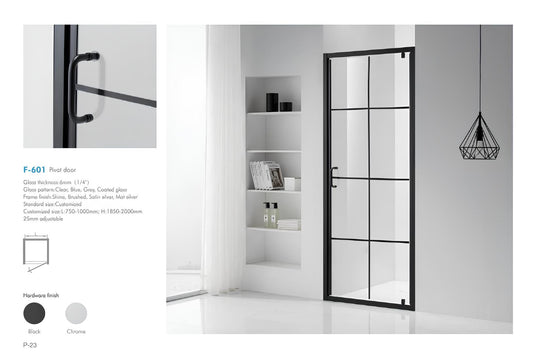SANIKB F-601 Black Framed Pivot Shower Door