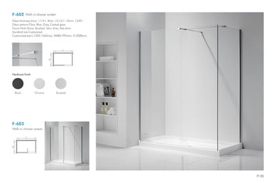 SANIKB F-602 Black Framed Walk-in Shower Screen
