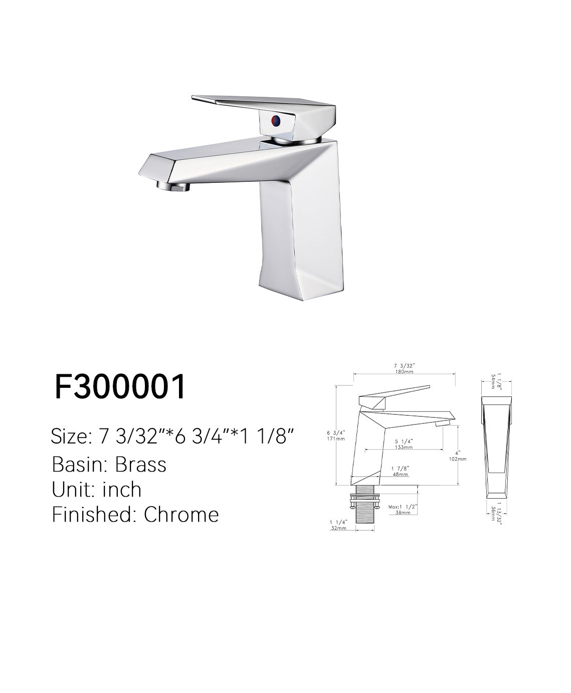 SANIKB Single Hole Bathroom Faucet F300001