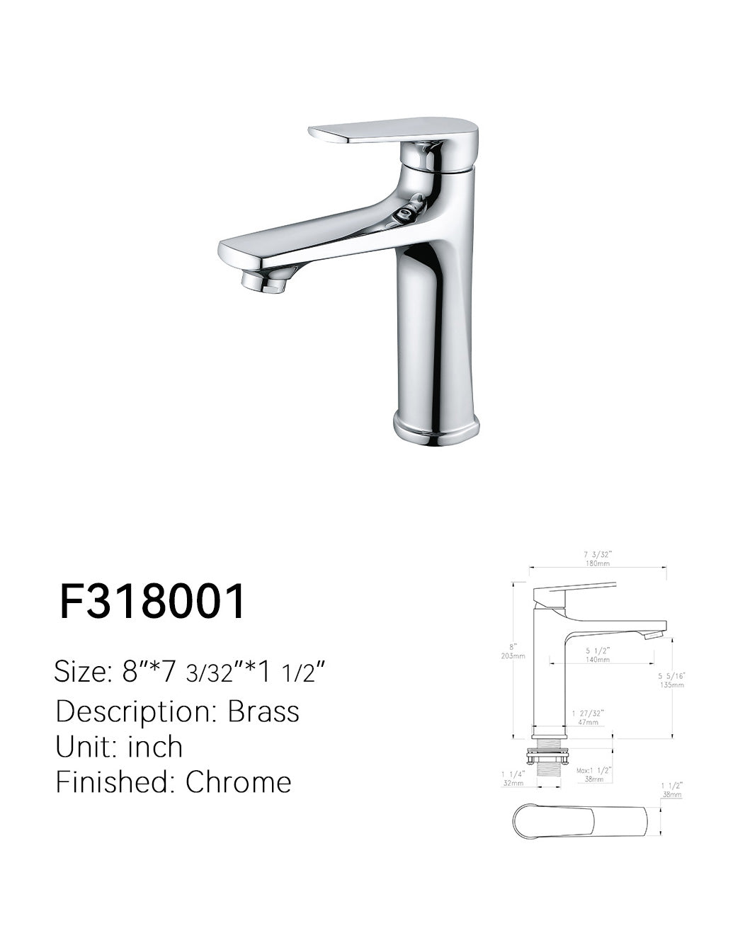SANIKB Single Hole Bathroom Faucet F318001