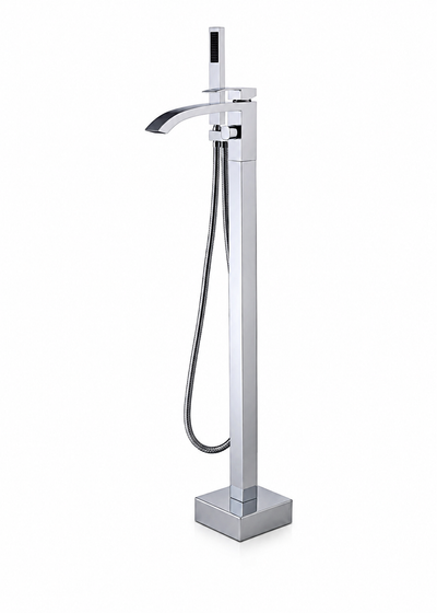Freestanding floor-mounted tub faucet with handheld shower — SANIKB F319104.
