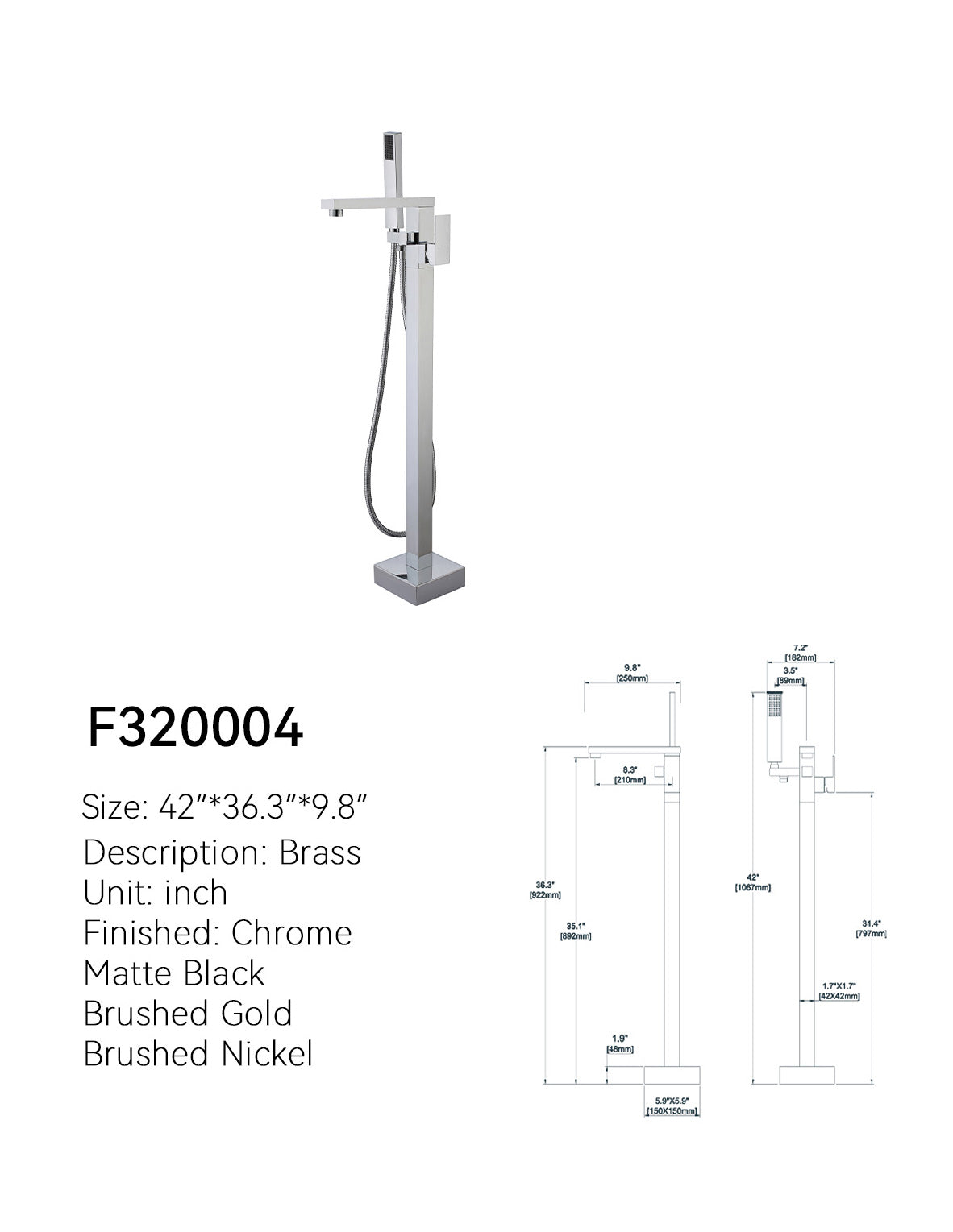SANIKB Freestanding Tub Faucet F320004
