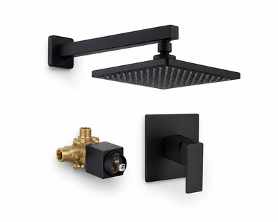 Concealed in-wall shower faucet set with rain shower head and handheld spray — SANIKB F348208.