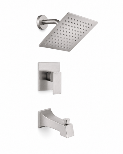 Concealed in-wall shower faucet set with rain shower head and handheld spray — SANIKB F348408.