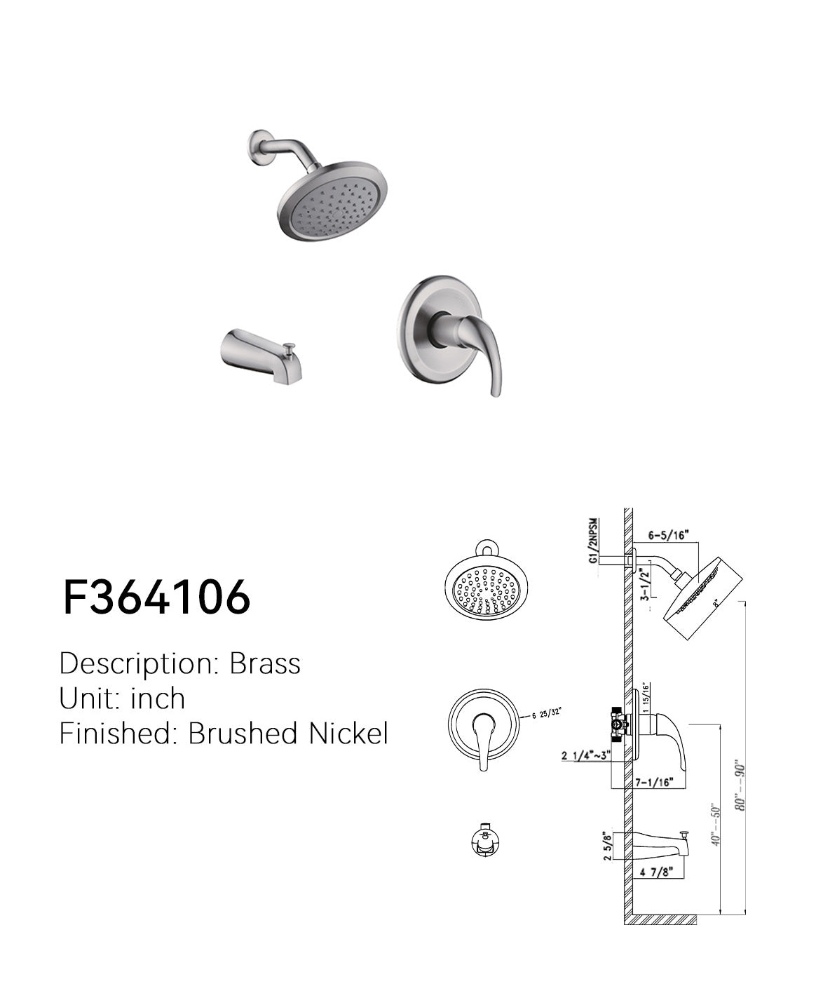 SANIKB Concealed Shower Faucet F364106