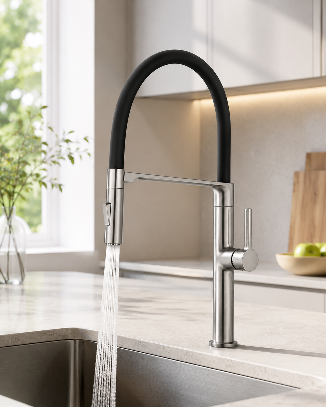 SANIKB F374302 brass faucet shown installed in a styled bathroom — lifestyle scene.