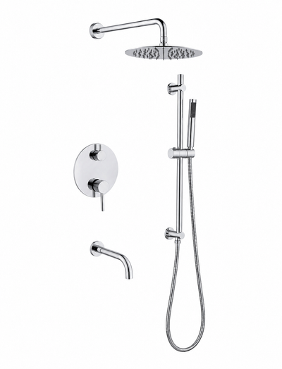 Concealed in-wall shower faucet set with rain shower head and handheld spray — SANIKB F383208.