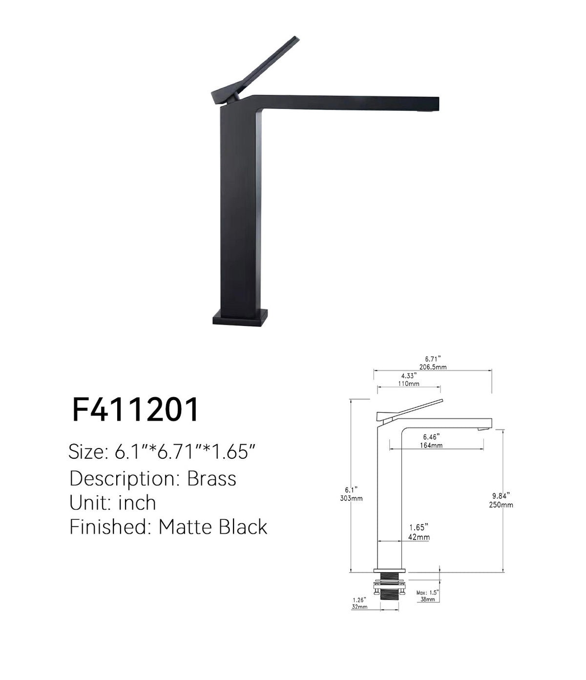 SANIKB Single-Hole Bathroom Faucet F411201