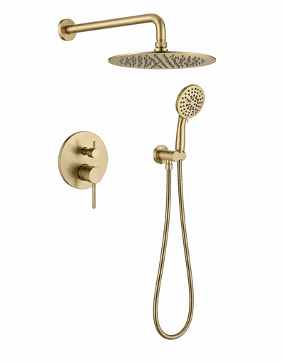Concealed in-wall shower faucet set with rain shower head and handheld spray — SANIKB F612006.
