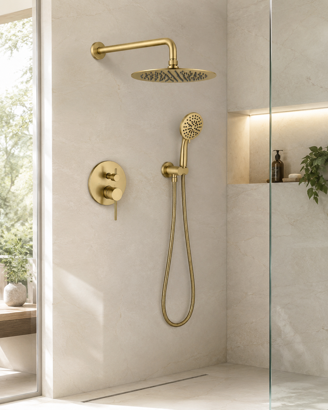SANIKB F612006 brass faucet shown installed in a styled bathroom — lifestyle scene.