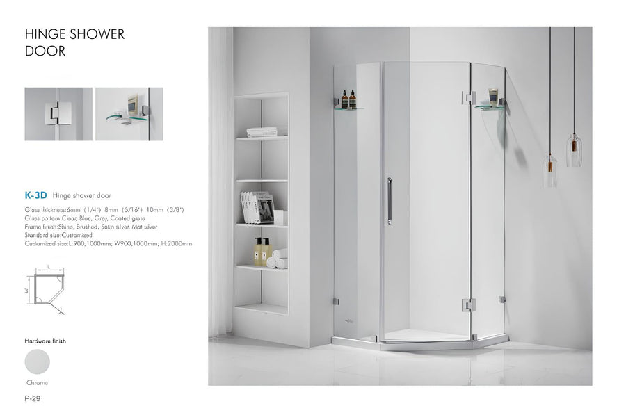 Frameless Neo-Angle Corner Shower Enclosure — SANIKB K-3D