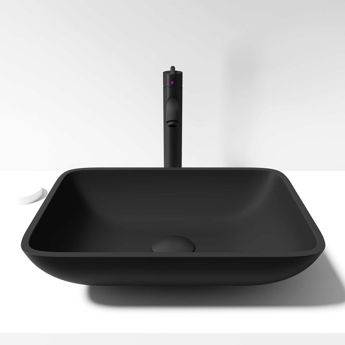 Matte Black Rectangular Glass Vessel Bathroom Sink GL022 — SANIKB
