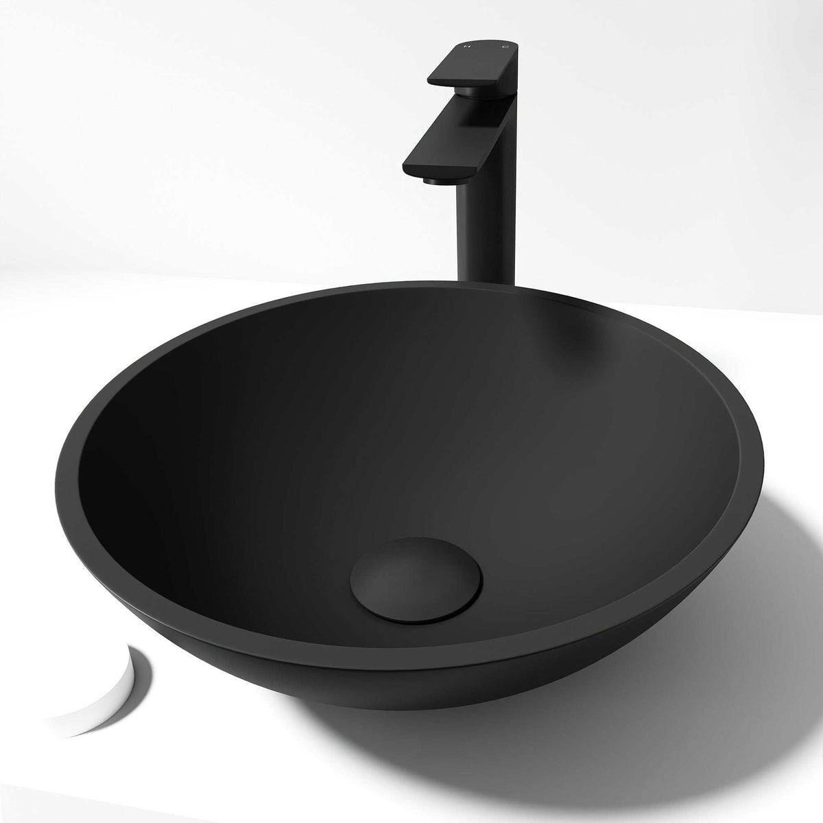 Matte Black Round Glass Vessel Bathroom Sink GL026 — SANIKB