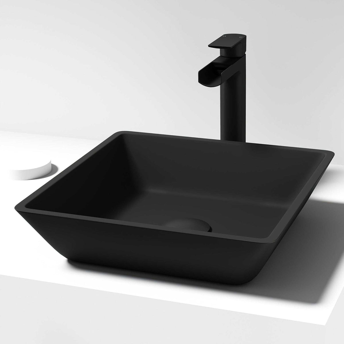Matte Black Square Glass Vessel Bathroom Sink GL025 — SANIKB