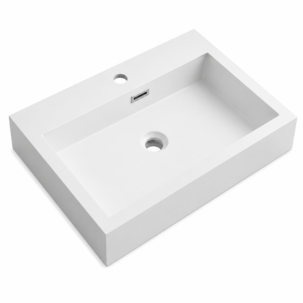 Rectangular Solid Surface Vessel Basin with Tap Ledge 500x420mm RS50018-50 – 500 × 420 × 120 mm