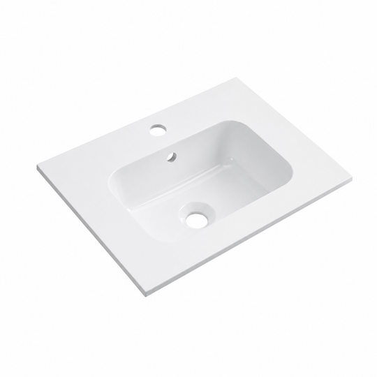 Matte White Solid Surface Integrated Vanity Top Basin, Rectangular RS504 – 504 × 380 × 140 mm