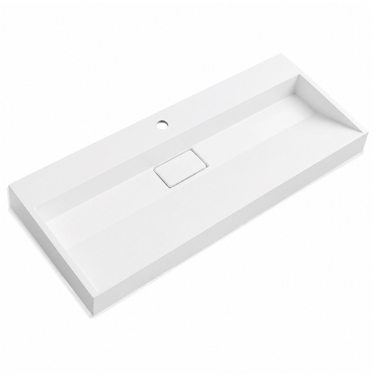 Matte White Solid Surface Rectangular Vanity Basin with Single Tap Hole RS6001-1000 – 1000 × 455 × 150 mm