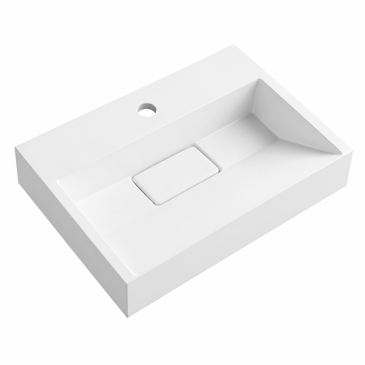 Matte White Solid Surface Rectangular Vanity Basin with Single Tap Hole RS6001-500 – 500 × 370 × 150 mm