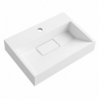 Matte White Solid Surface Rectangular Vanity Basin with Single Tap Hole RS6001-500 – 500 × 370 × 150 mm